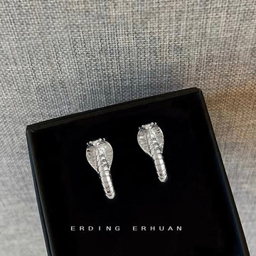 Silver Cobra Snake Head Mini Stud Earrings Pair Style