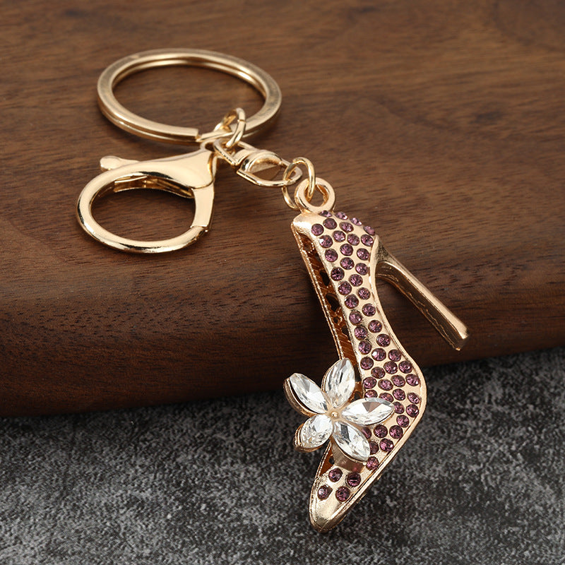 Rhinestone High Heel Shoe Keychain with Crystal Pendant for Bags