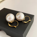Oversized Pearl Drop Leverback Earrings in Gold Tone view 4