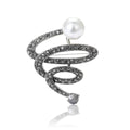 Spiral Crystal Brooch With White Pearl and Drop Accent view 1