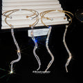 Double Layer Open Arm Cuff Rhinestone Tassel Two Colors view 2
