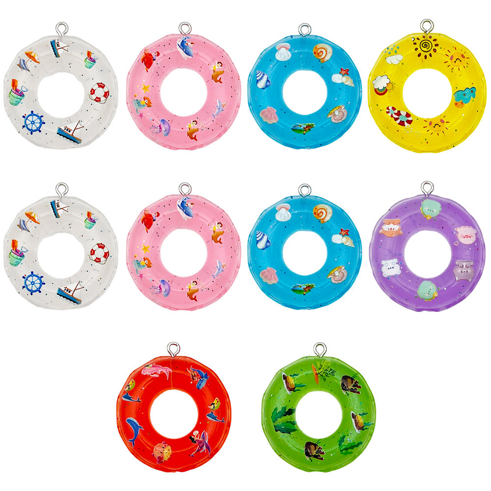 Resin Transparent Swim Ring charm pendant for DIY keychain bag charm necklace making