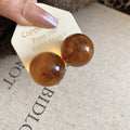 Round Resin Stud Earrings In Three Brown Tone Patterns view 6
