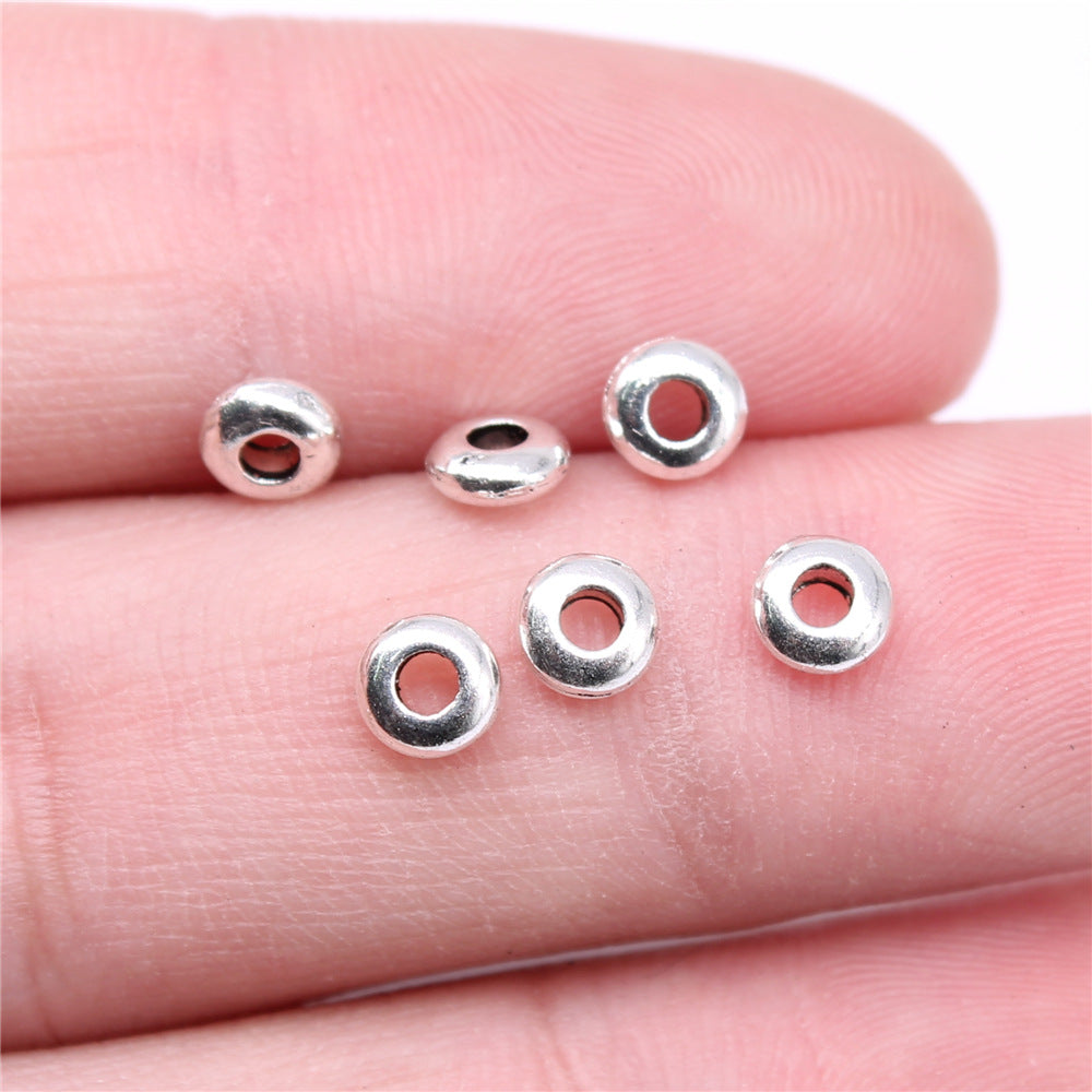 5x5x2mm 0.14g Multicolor Zinc Alloy Flat Round Small Hole Spacer Beads for Bracelet Necklace DIY Making