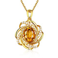Spiral Flower Oval Center Stone Pendant Gold White Metal Alloy view 5