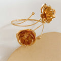 Gold Dual Motif Spiral Arm Cuffs Floral Leaf Shell Styles view 8
