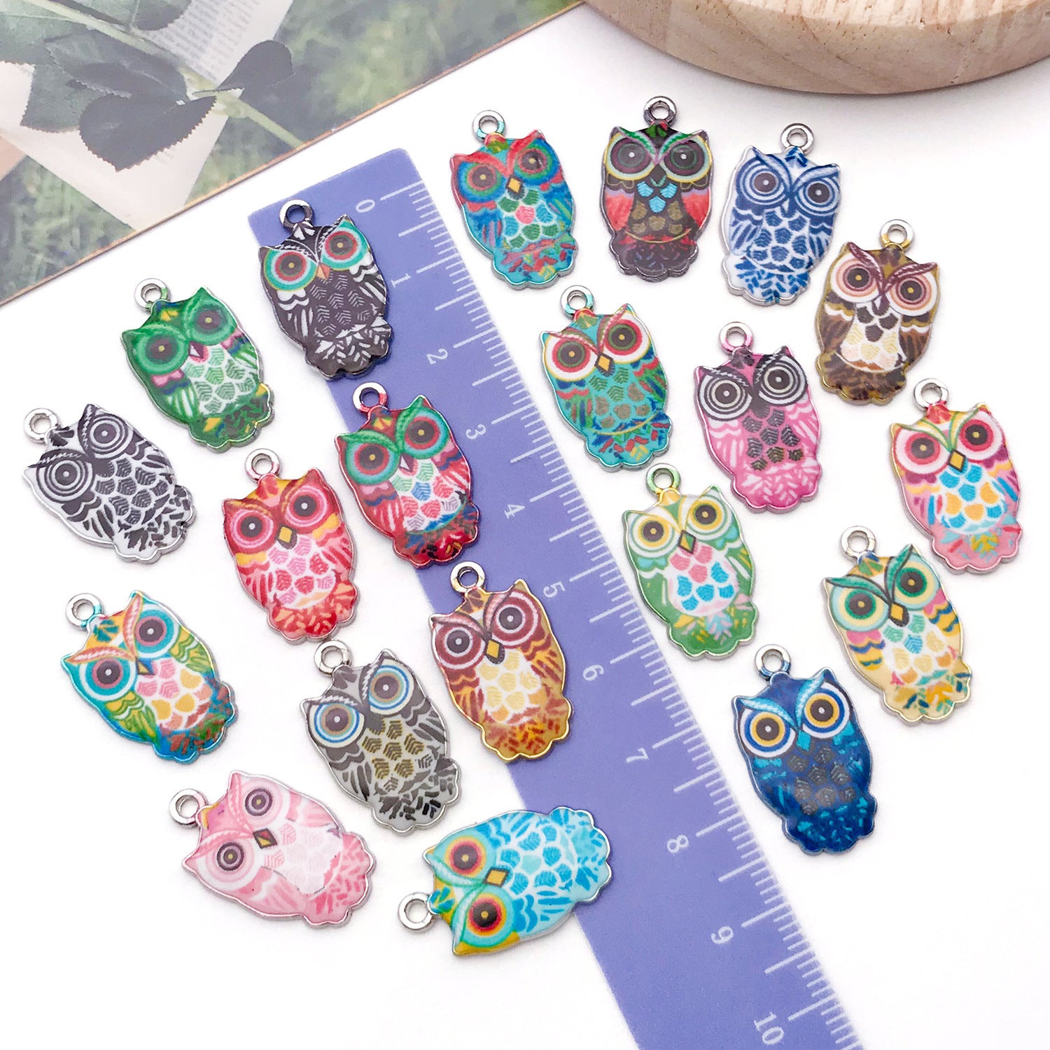 Zinc Alloy Cartoon Owl Enamel Cat Charm Pendant for DIY Bracelet Necklace Keychain