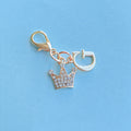 Gold-Tone Rhinestone Crown Initial Charm With Lobster Clasp view 11