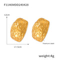 Hammered Twisted Shell Square Stud Earrings Gold Steel view 9