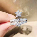 Silver Tone Shooting Star Pavé Double Band Ring Sizes 6-10 view 3
