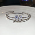 Silver Multi Layer Open Butterfly Crystal Cuff Bracelet view 8