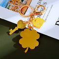 Glitter and Cat Eye Four Leaf Clover Keychains in Two Distinct Styles view 3