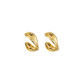 Polished Gold Triple Layer Open C Hoop Stud Earrings view 5