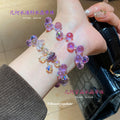 Two Purple Geometric Drop And Round Crystal Stretch Bracelets view 4