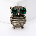 Green Crystal Eye Owl Brooch in 2 Color Styles Metal Pin view 2