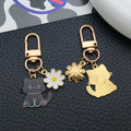 Daisy Cat Enamel Clasp Keychains in 8 Dark and Pastel Colors view 3
