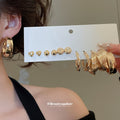 Metal Heart Ball Knot Stud And Hoop Earring 12-Piece Set view 2