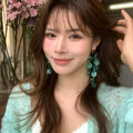 Mint Green Shell Chip Cluster Drop Earrings Fashion Jewelry view 7