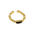 Gold Open Adjustable Ring Black Oval Inlay Twisted Band view 5