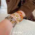 Teardrop Enamel Stretch Bracelets Gold Silver Tones view 3