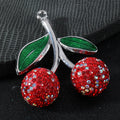 Sparkle Rhinestone Double Cherry Pendant Glitter Enamel Leaf Two Tones view 6