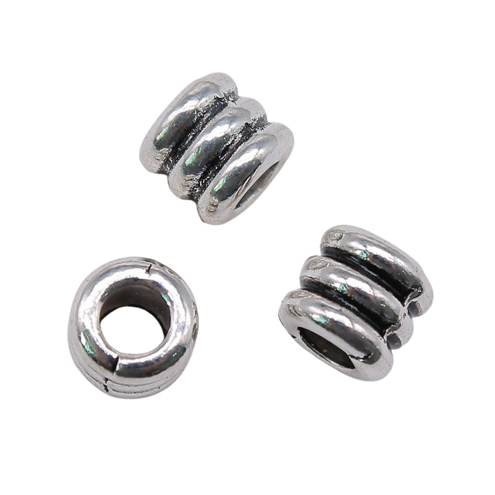 6x6x6mm 0.9g Multicolor Zinc Alloy Three Ring Large Hole Spacer Beads for DIY Bracelet Jewelry
