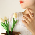 Open Dual Freshwater Pearl Rings Gold Or Steel Tone view 4
