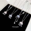 Cloud Pendant Necklace With Dangling Crystal Drops view 3