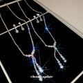 Rhinestone Round Y Necklace Earring Sets Gold Silver view 1