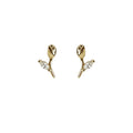 Gold Tone Sculpted Flower Bud Branch Mini Stud Earrings For Women view 5