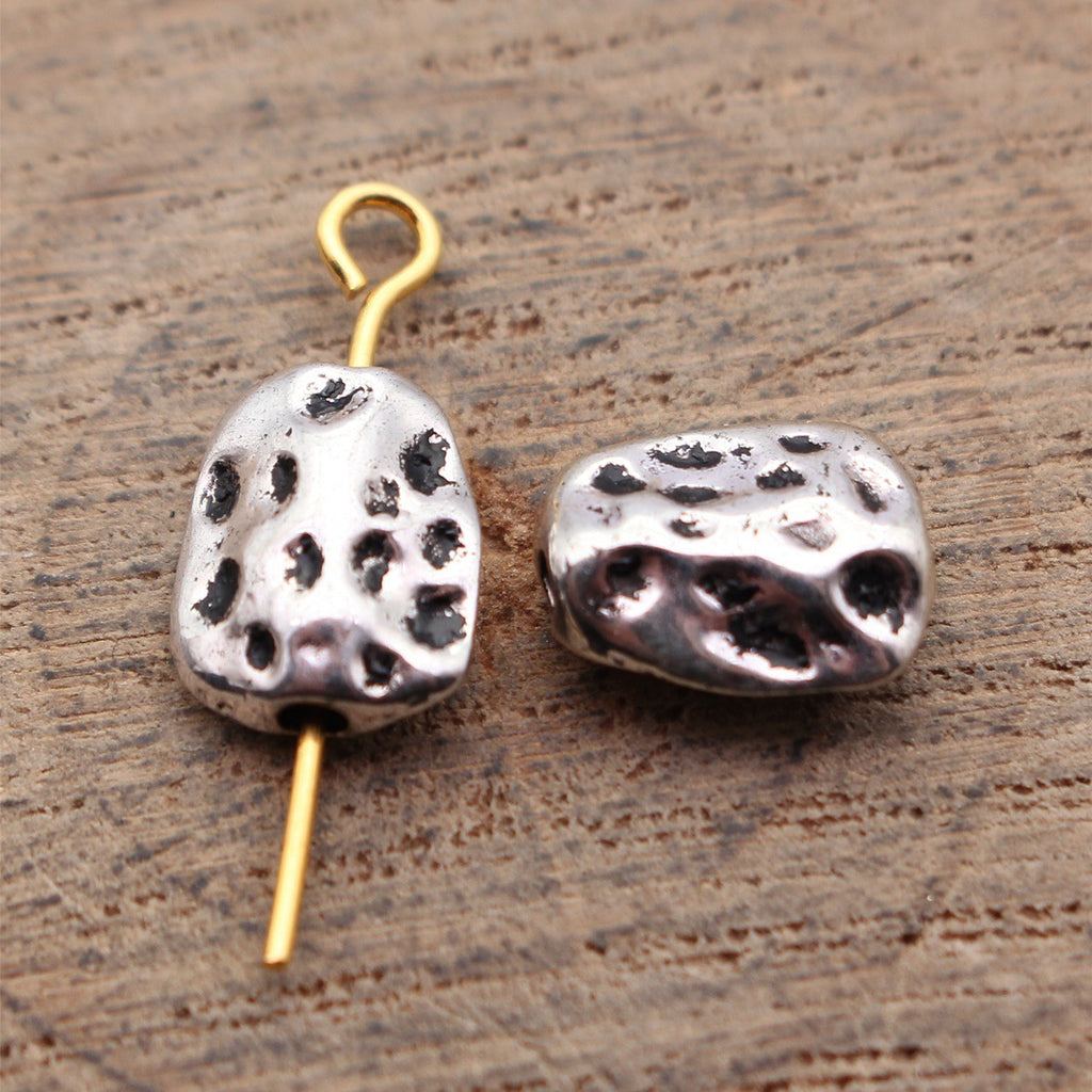 10x8x4mm 0.8g Antique Silver Zinc Alloy Hammered Trapezoid Flat Spacer Beads for Jewelry Making
