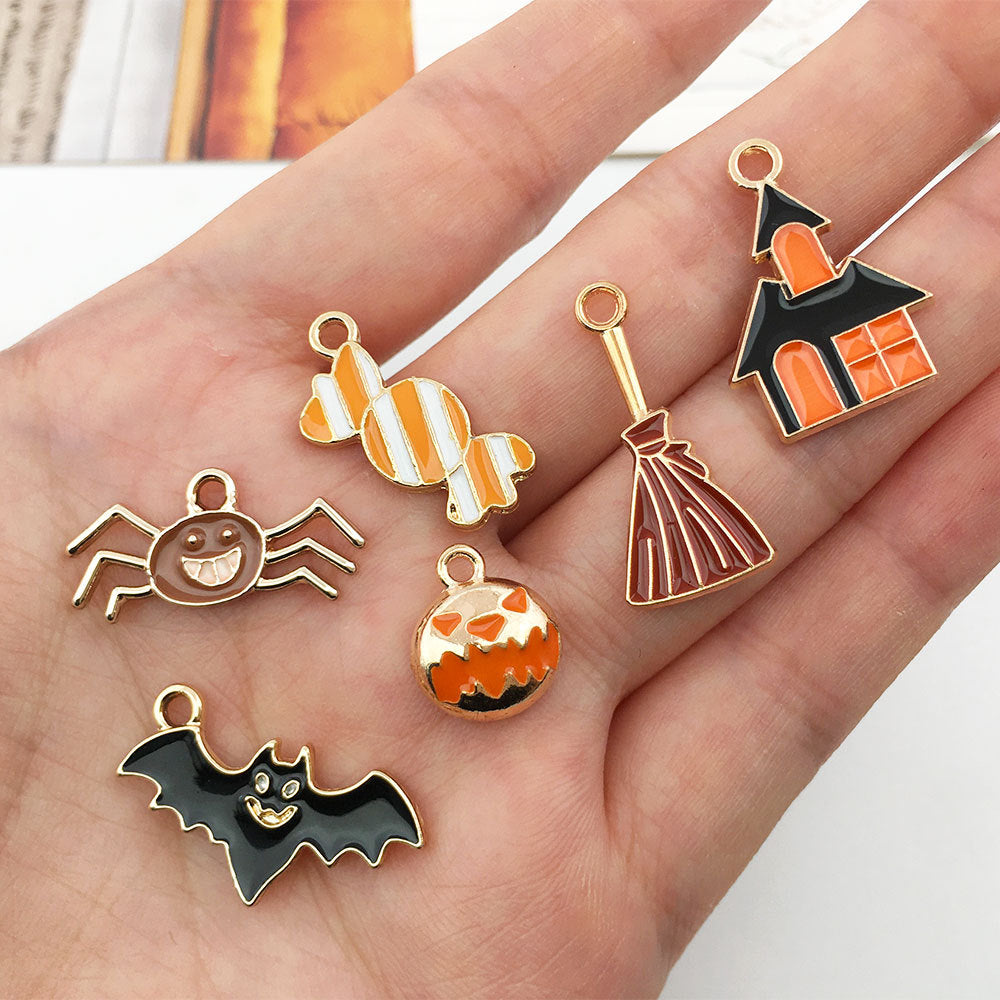 Halloween Enamel Zinc Alloy Ghost Pumpkin Charm Pendant for DIY Necklace Bracelet
