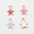 Small Enamel Star Charms in Four Colors with Gold Tone Edges view 4