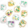 Tiny Floral Teacup Enamel Metal Charms, 10 Designs view 5