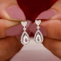 Heart And Teardrop Crystal Drop Earrings Polished Statement Fashion Jewelry view 1