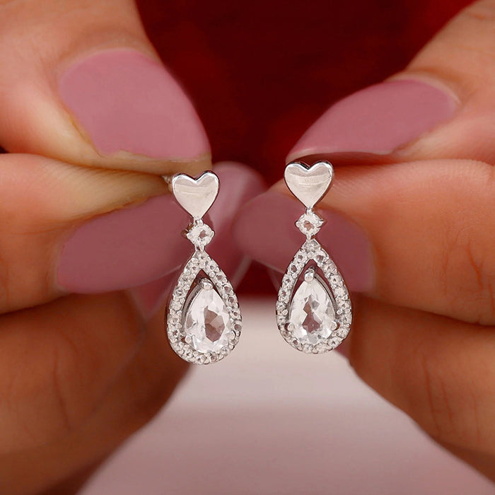 Heart And Teardrop Crystal Drop Earrings Polished Statement Fashion Jewelry