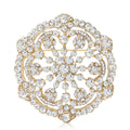 Round Crystal Filigree Brooch in Gold or Silver Tone view 1