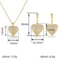 Gold Pave Heart Pendant Necklace Drop Earrings Set view 4