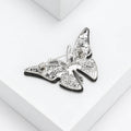 Iridescent Shell Butterfly Brooch With Silver Tone Crystal Body view 4