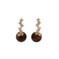 Gold Tiger Eye Star Hoops And Drop Stud Earrings Pair view 5
