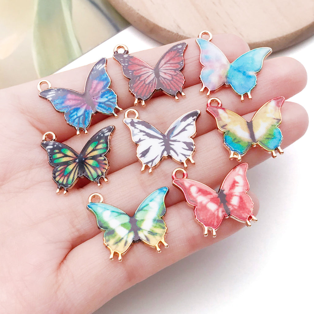 Enamel Zinc Alloy Butterfly Charm Pendant for DIY Bracelets Necklaces Keychains