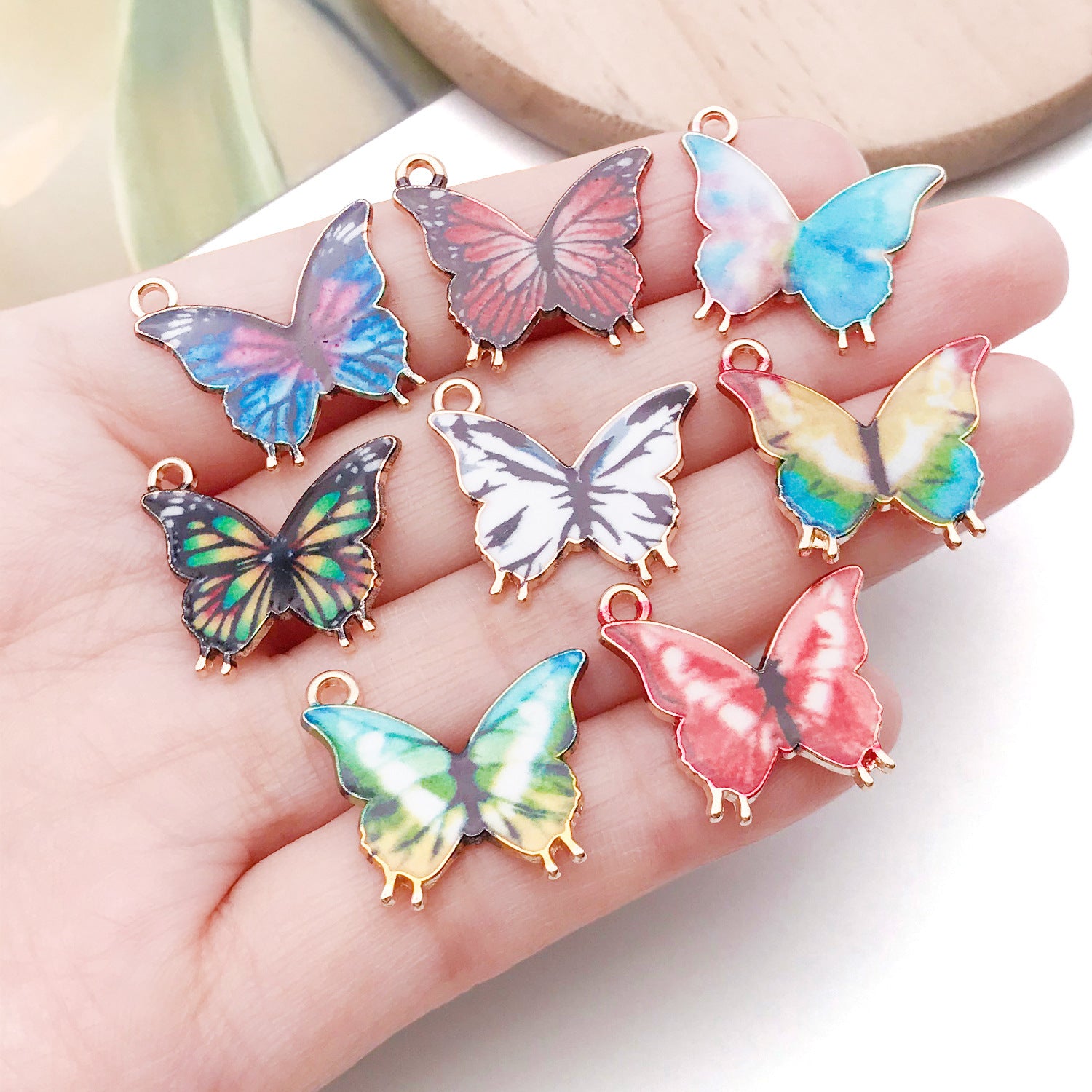 Enamel Zinc Alloy Butterfly Charm Pendant for DIY Bracelets Necklaces Keychains
