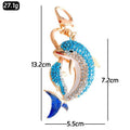 Rhinestone Mother Baby Dolphin Keychain Metal Ocean Charm view 3