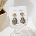 Red Gray and White Irregular Broad Statement Drop Earrings view 3