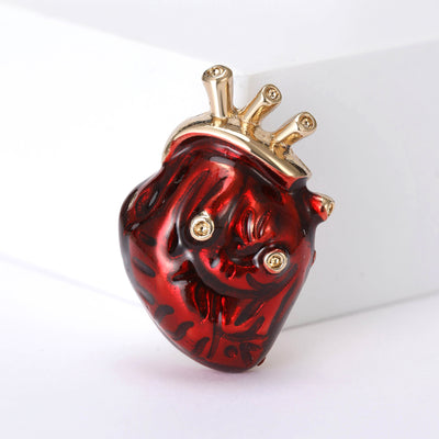 anatomical heart brooch shown from the front