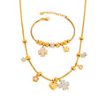 Gold Clover Charm Bracelet Necklace Heart Star Beads view 5