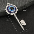 Evil Eye Key Shaped Charm Pendant Silver-Tone Alloy Heart Detail view 3
