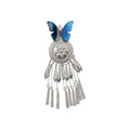 Blue Butterfly Silver Filigree Tassel Duckbill Hair Clip view 5