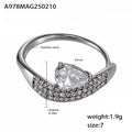 Open Side Zircon Ring Teardrop Stone Pave Band Design view 6