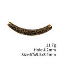 Antique Gold Curved Tube Bead with Floral Leaf Texture view 3